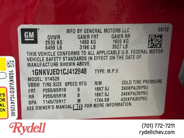 2012 Chevrolet Traverse LT w/2LT